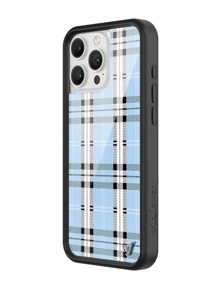 Wildflower iPhone case 16 Pro Max Plaid Blue Cute