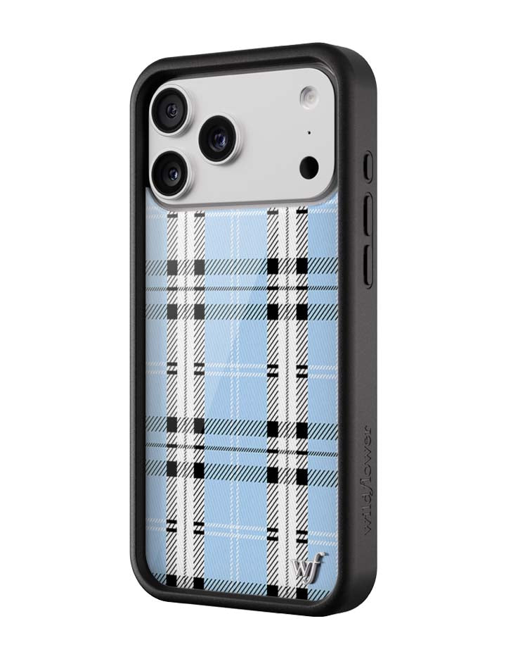 Wildflower iPhone case 17 Pro Max Plaid Blue Cute
