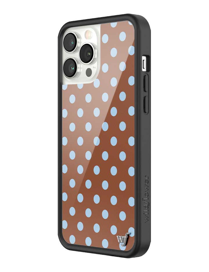Wildflower iPhone case 13 Pro Max Polka Dot Brown Blue Cute