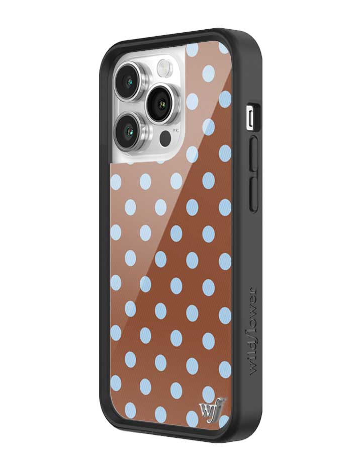 Wildflower iPhone case 14 Pro Polka Dot Brown Blue Cute