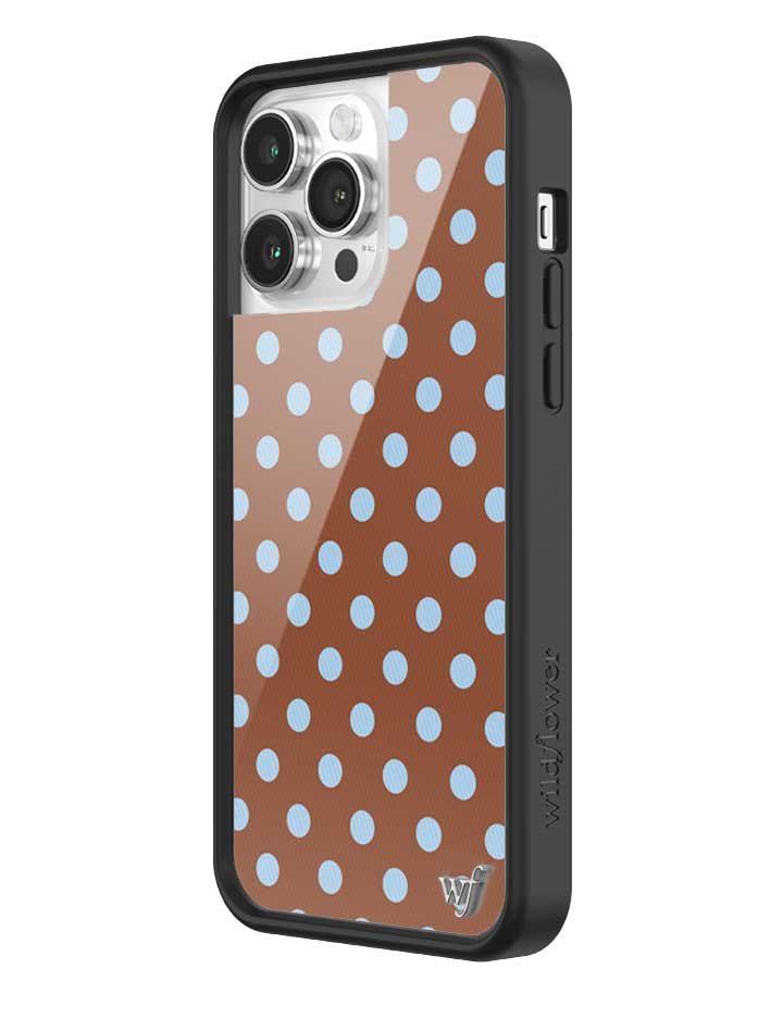 Wildflower iPhone case 14 Pro Max Polka Dot Brown Blue Cute