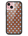 Wildflower iPhone case 15 Polka Dot Brown Blue Cute