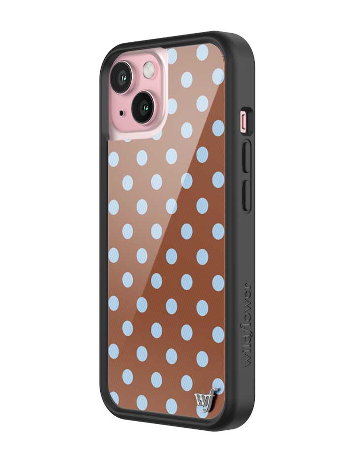 Wildflower iPhone case 15 Polka Dot Brown Blue Cute