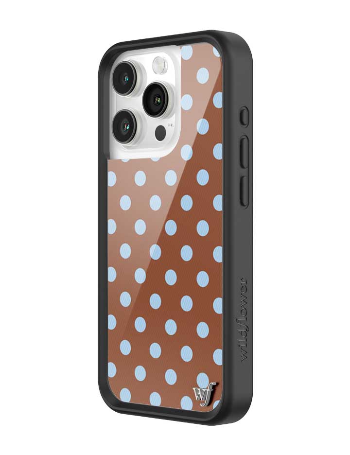 Wildflower iPhone case 15 Pro Polka Dot Brown Blue Cute