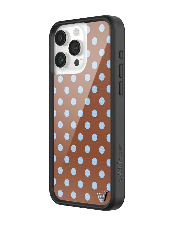 Wildflower iPhone case 15 Pro Max Polka Dot Brown Blue Cute