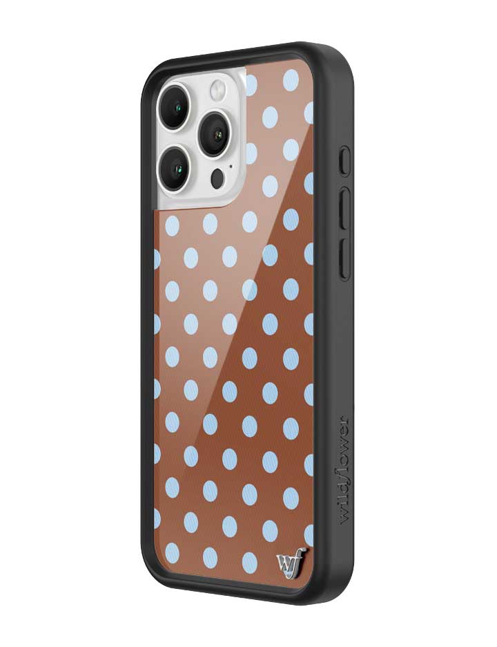 Wildflower iPhone case 16 Pro Max Polka Dot Brown Blue Cute