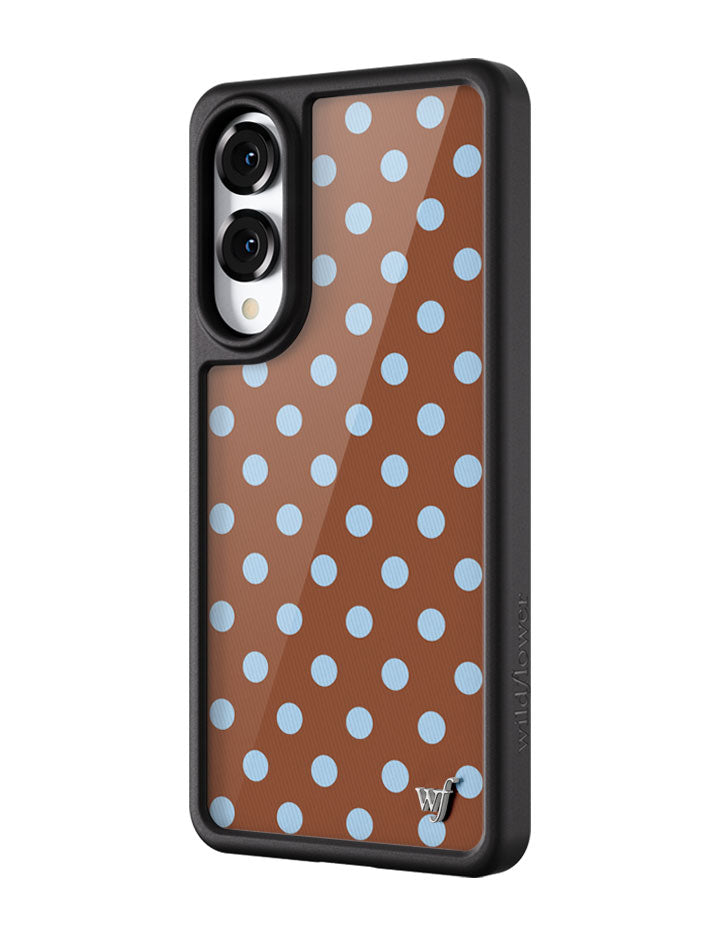 Wildflower Galaxy S25 case Edge Polka Dot Brown Blue Cute