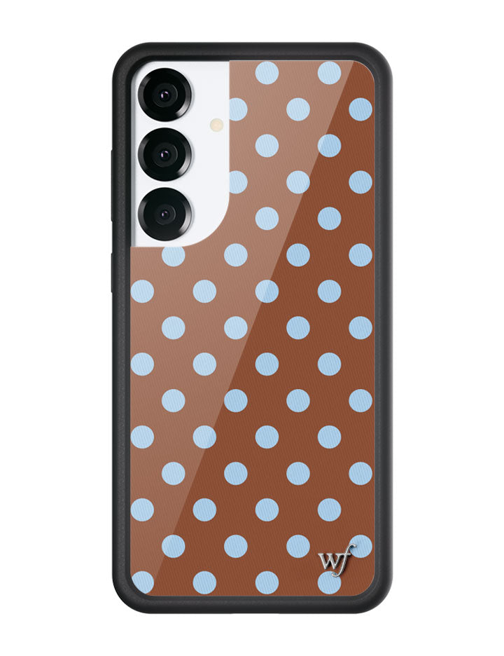 Wildflower Galaxy S25 case Plus Polka Dot Brown Blue Cute