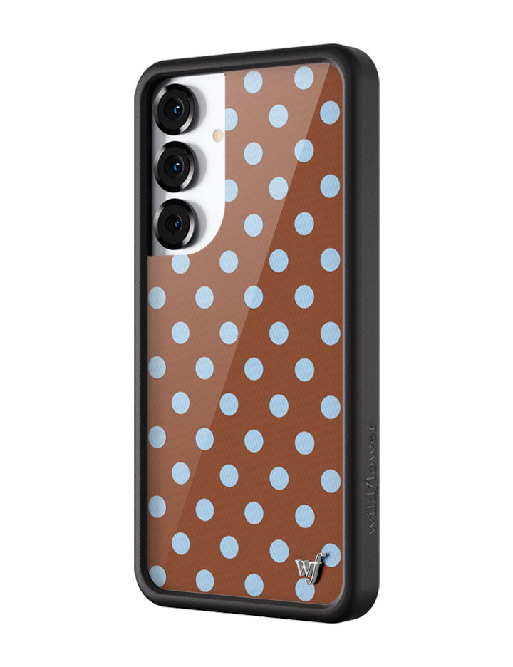 Wildflower Galaxy S25 case Plus Polka Dot Brown Blue Cute