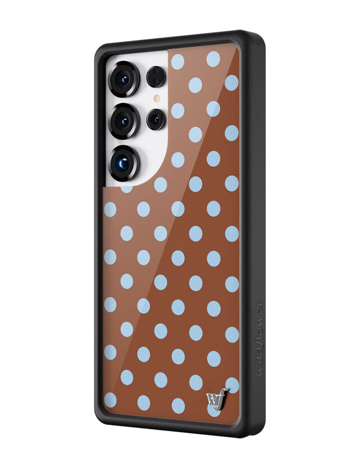 Wildflower Galaxy S25 case Ultra Polka Dot Brown Blue Cute