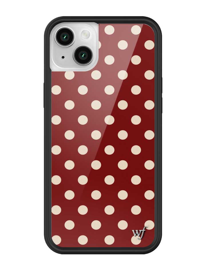 Wildflower iPhone case 14 Polka Dot Burgundy and Cream Cute