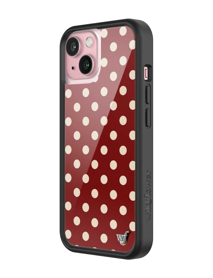 Wildflower iPhone case 15 Polka Dot Burgundy and Cream Cute