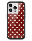 Wildflower iPhone case 15 Pro Polka Dot Burgundy and Cream Cute