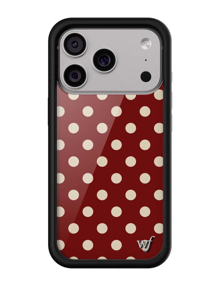 Wildflower iPhone case 17 Pro Polka Dot Burgundy and Cream Cute