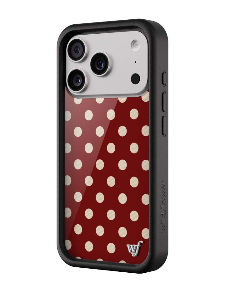 Wildflower iPhone case 17 Pro Polka Dot Burgundy and Cream Cute