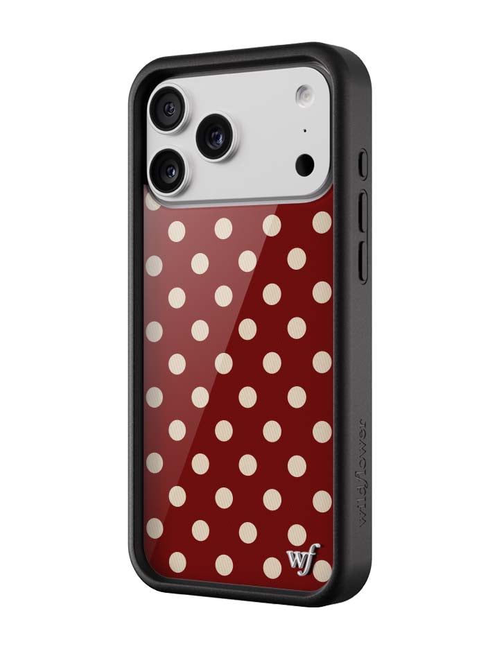 Wildflower iPhone case 17 Pro Max Polka Dot Burgundy and Cream Cute