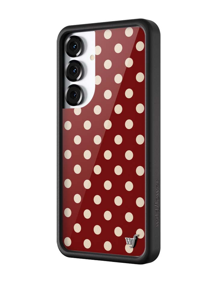Wildflower Galaxy S25 case Plus Polka Dot Burgundy and Cream Cute