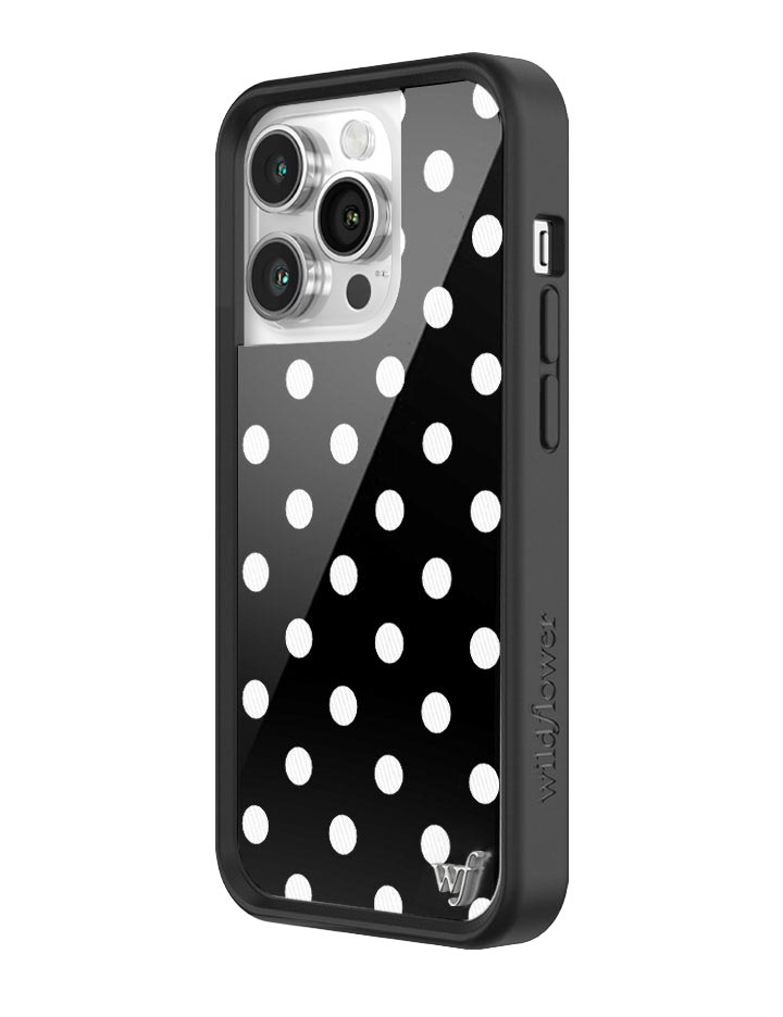 Wildflower Polka Dot Black and White iPhone 14 Pro Case