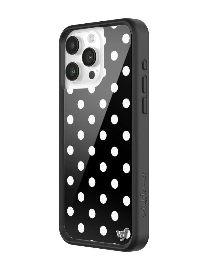 Wildflower Polka Dot Black and White iPhone 15 Pro Max Case