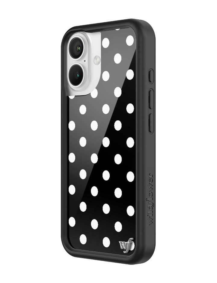 Wildflower Polka Dot Black and White iPhone 16 Case
