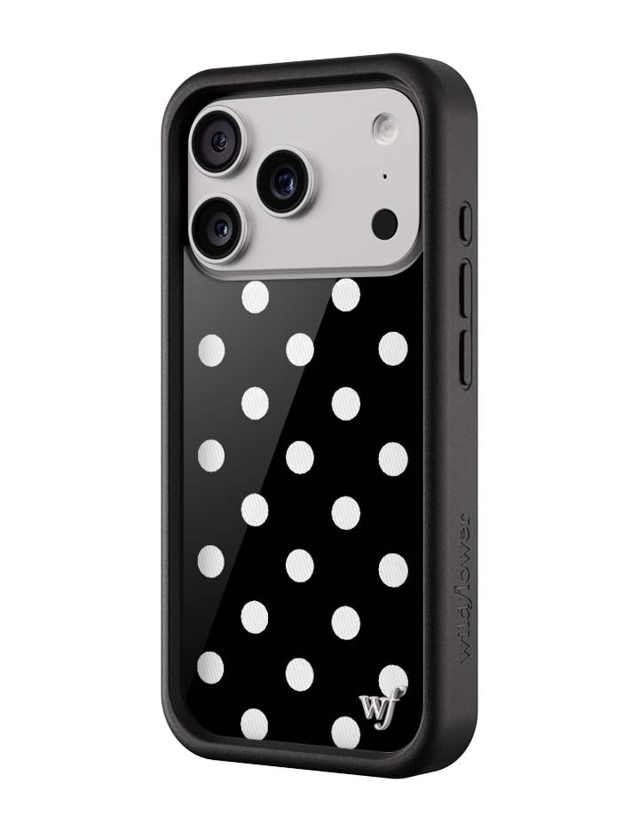 Wildflower Polka Dot Black and White iPhone 17 Pro Case