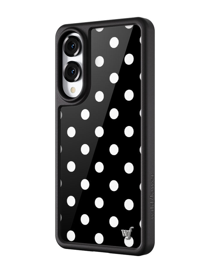 Wildflower Galaxy S25 case Edge Polka Dot Black White Cute