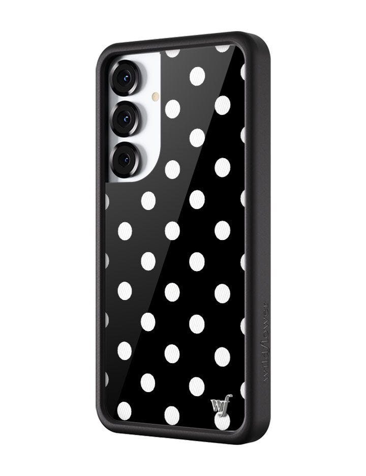 Wildflower Galaxy S25 case Plus Polka Dot Black White Cute