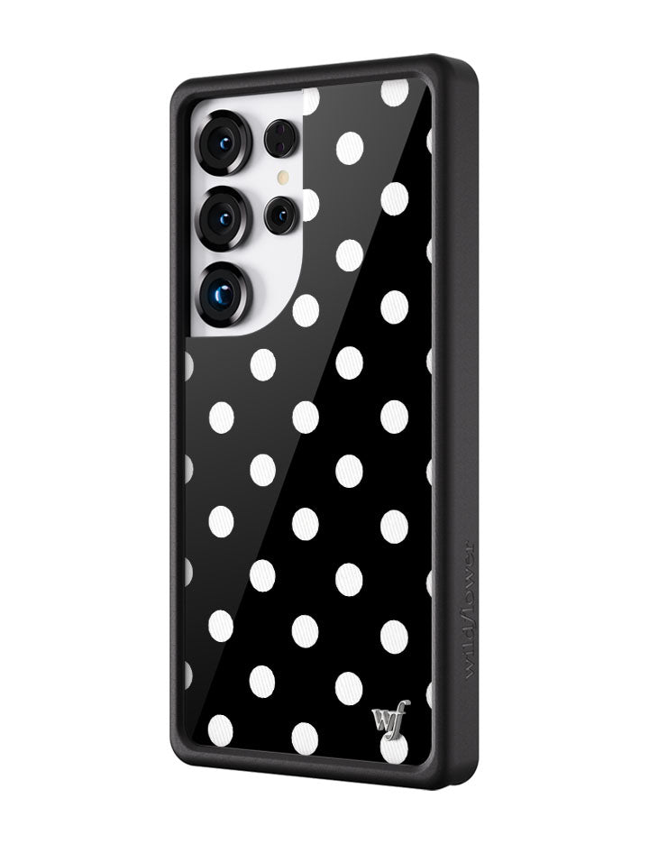Wildflower Galaxy S25 case Ultra Polka Dot Black White Cute