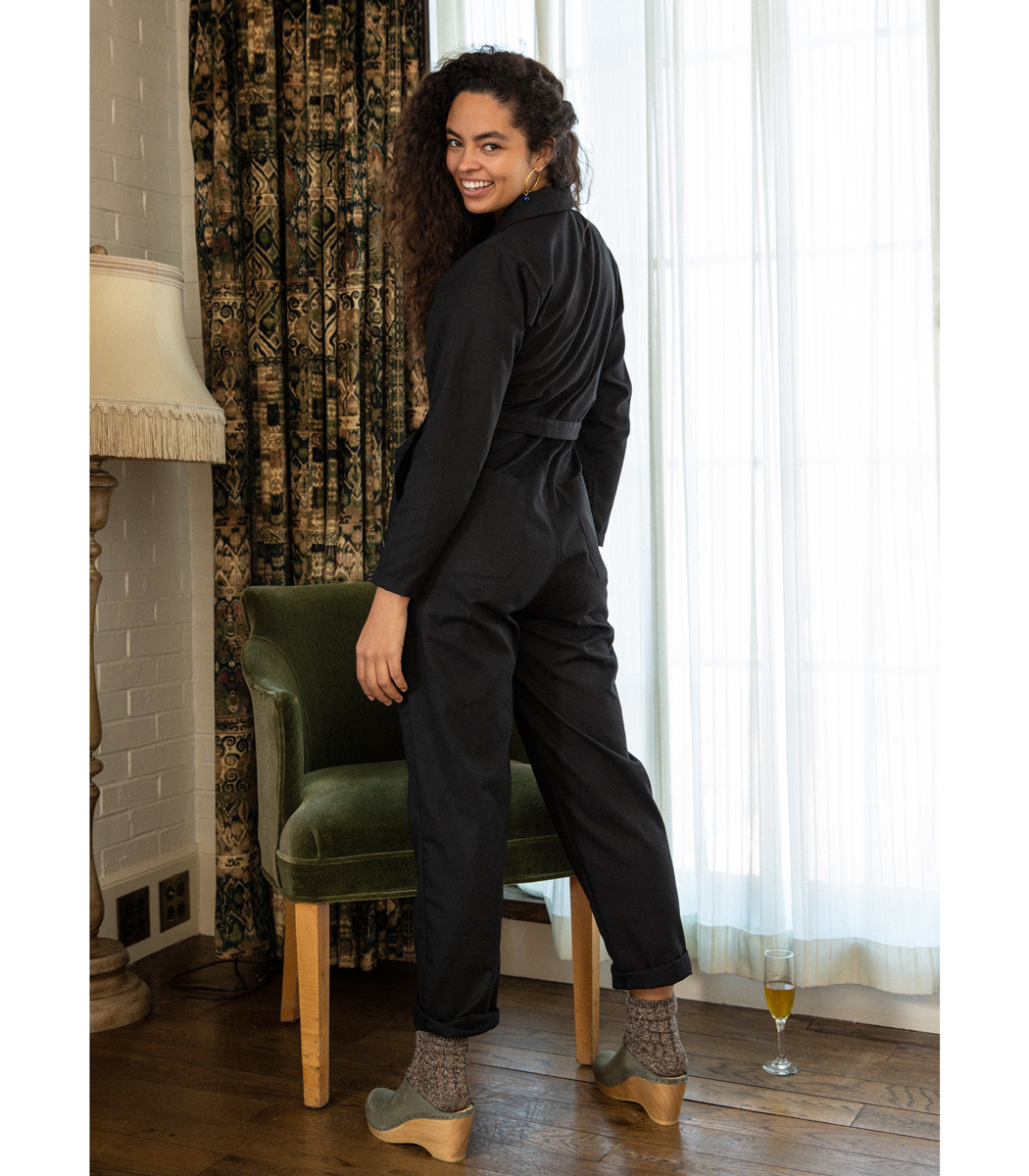 Wallis Long Sleeve Zip Jumpsuit - Black