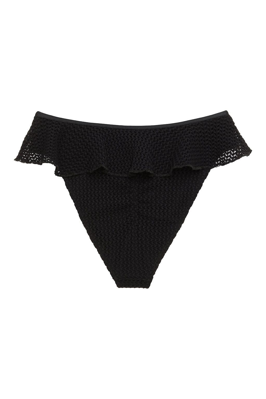 Montce - Black Crochet Tamarindo Ruffle Bikini Bottom -