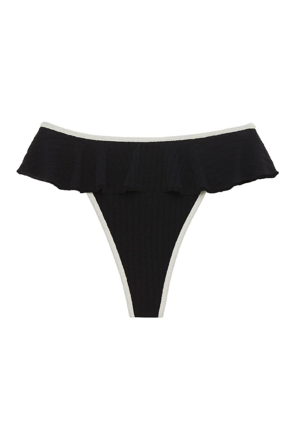 Montce - Black Terry Rib Tamarindo Ruffle Bikini Bottom -