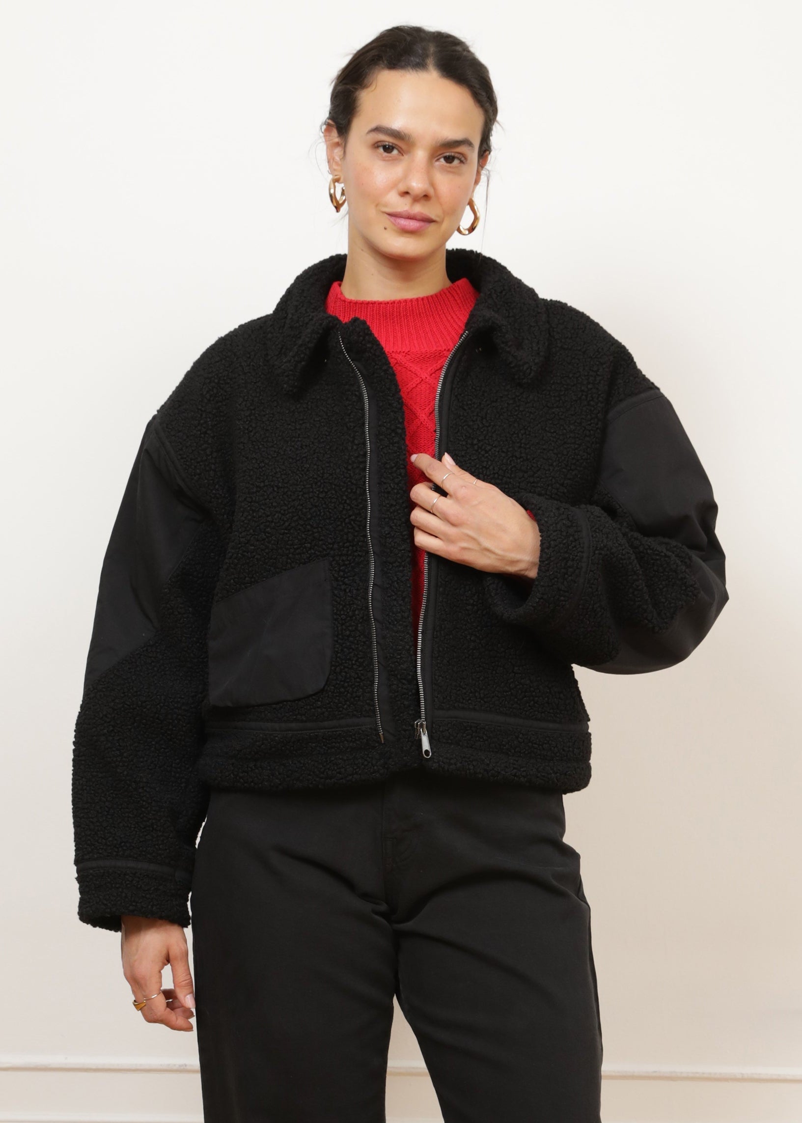 Loup - Vanessa Shearling Bomber Jacket - Black -