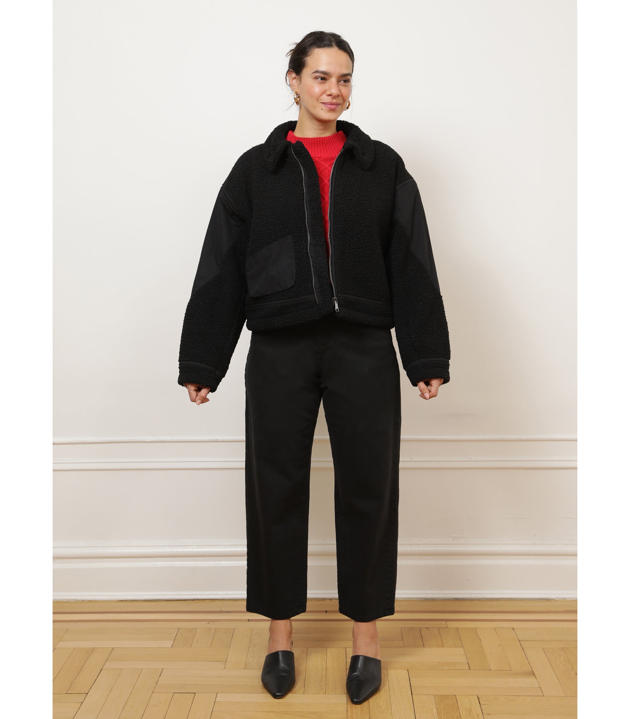 Loup - Vanessa Shearling Bomber Jacket - Black -