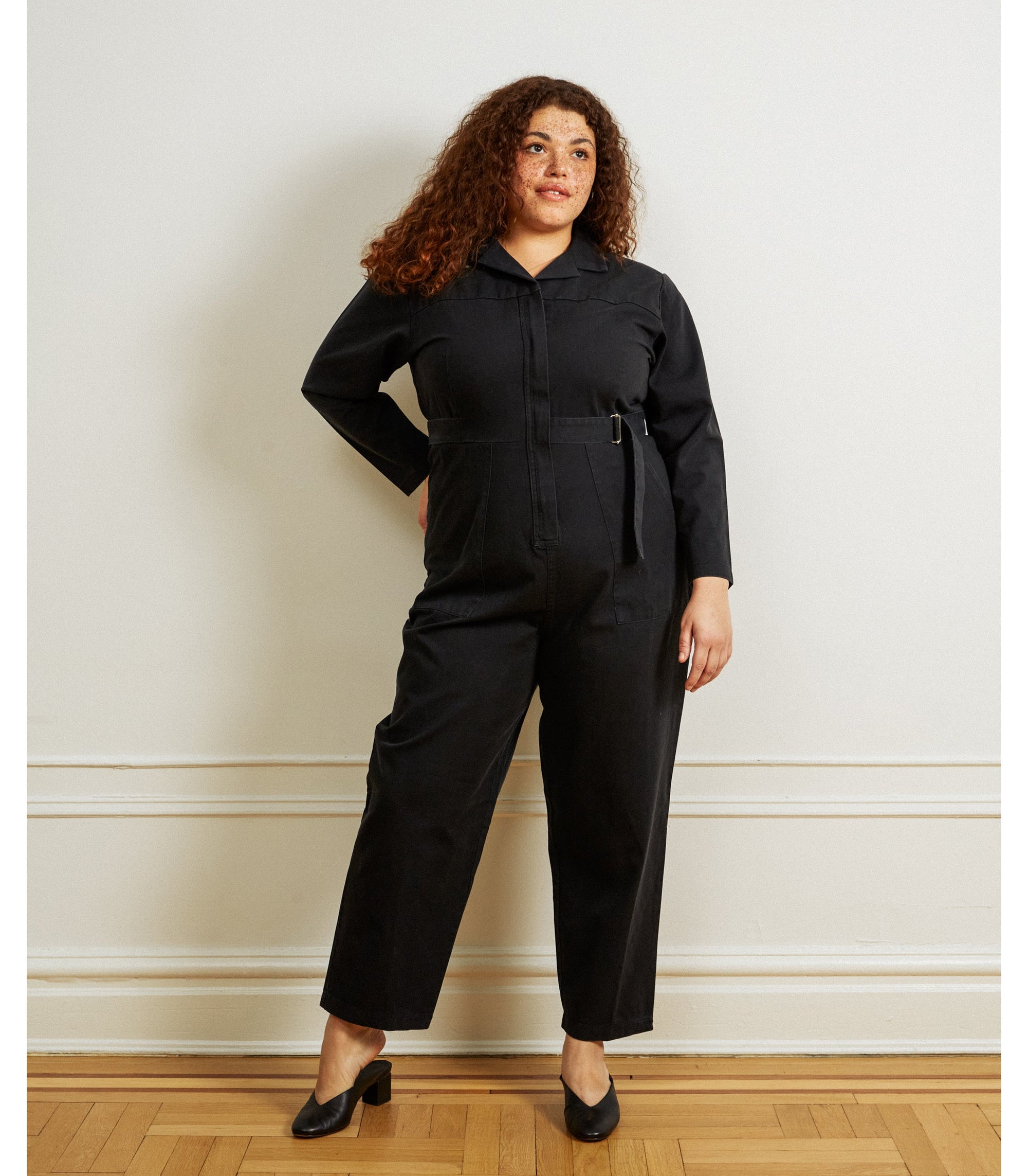 Wallis Long Sleeve Zip Jumpsuit - Black