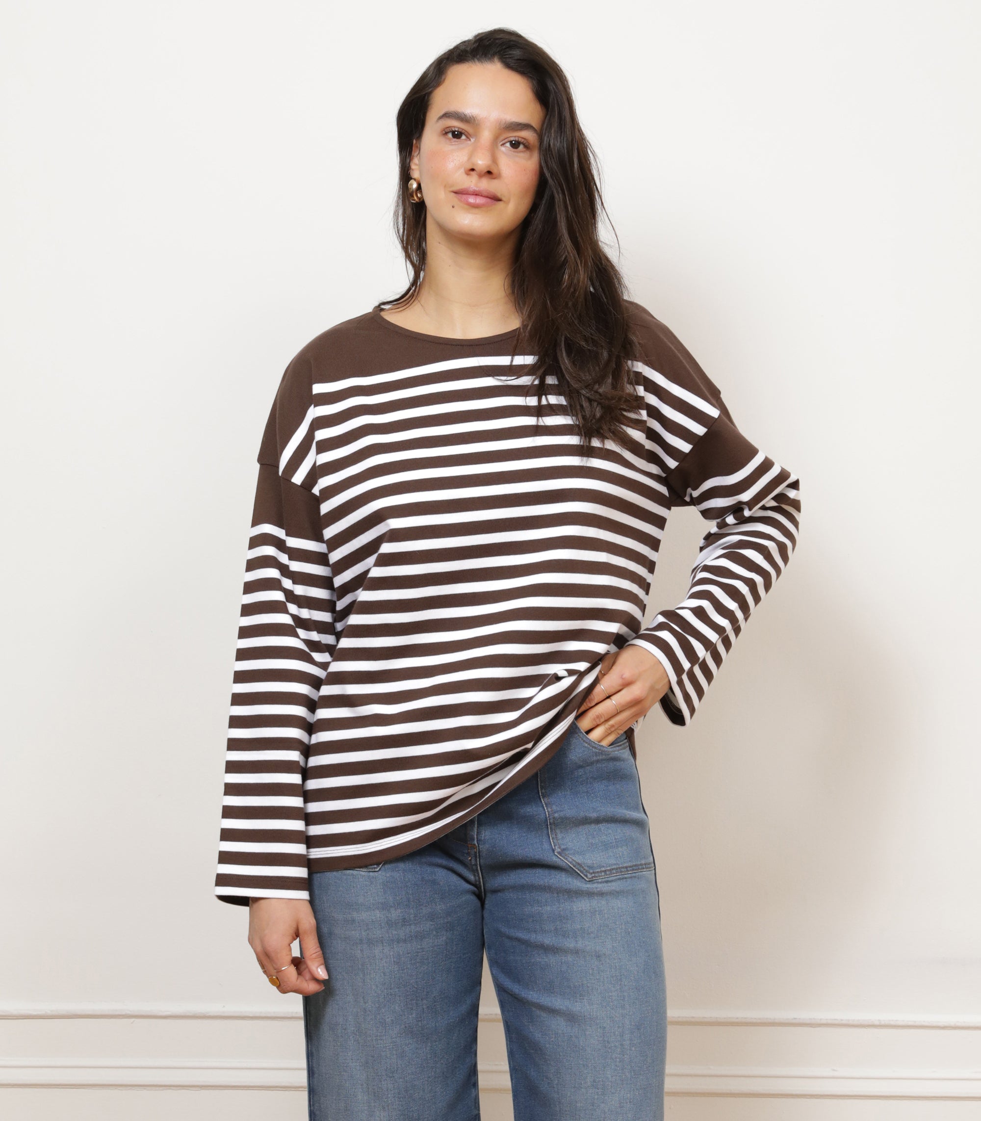 Loup - Marianne Stripe Breton Tee - Brown -