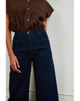 Dark Indigo Simone Jeans & Brown Stripe SIenna Top | Loup