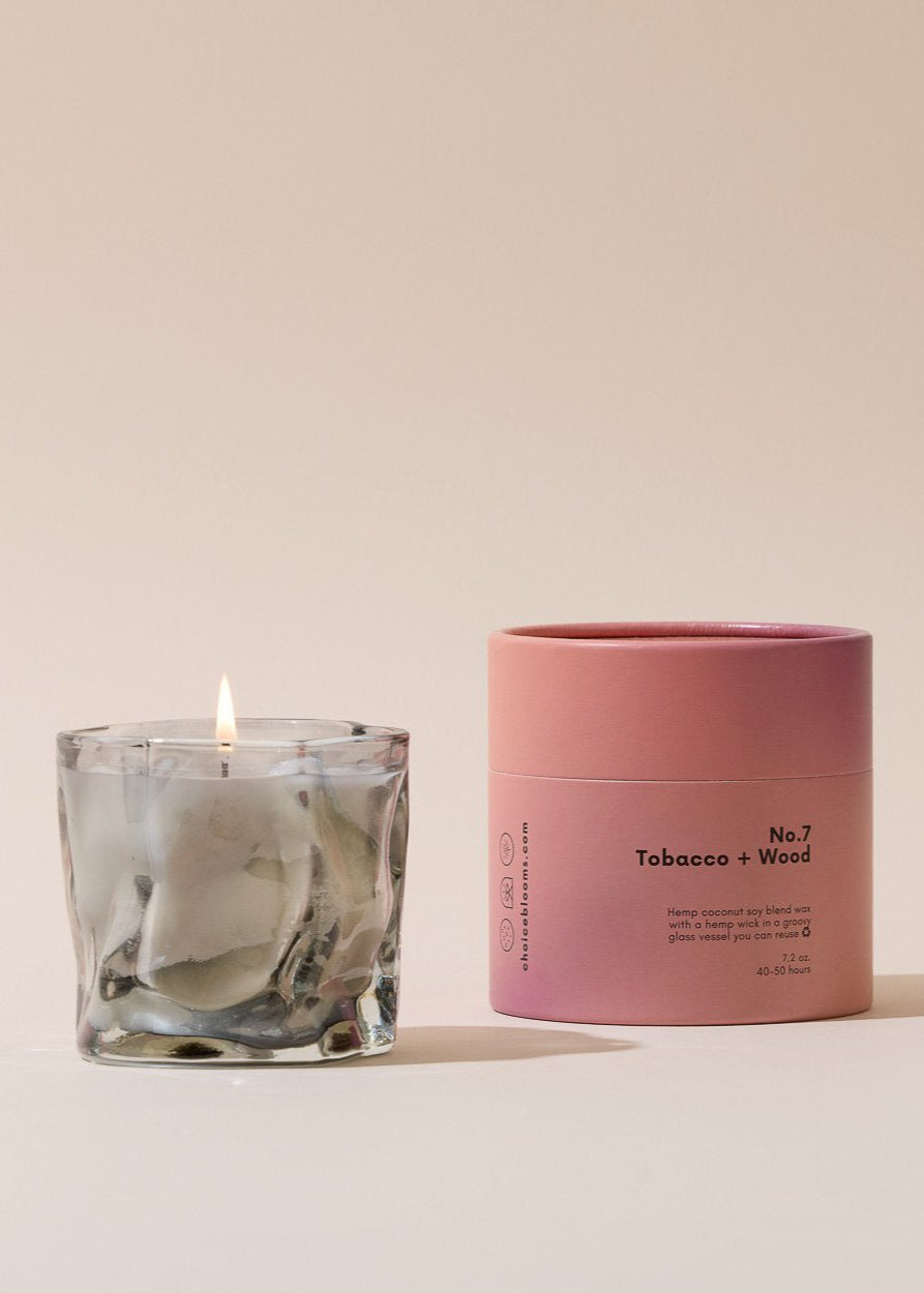 Choice Blooms - No. 7 Tobacco + Wood Candle -