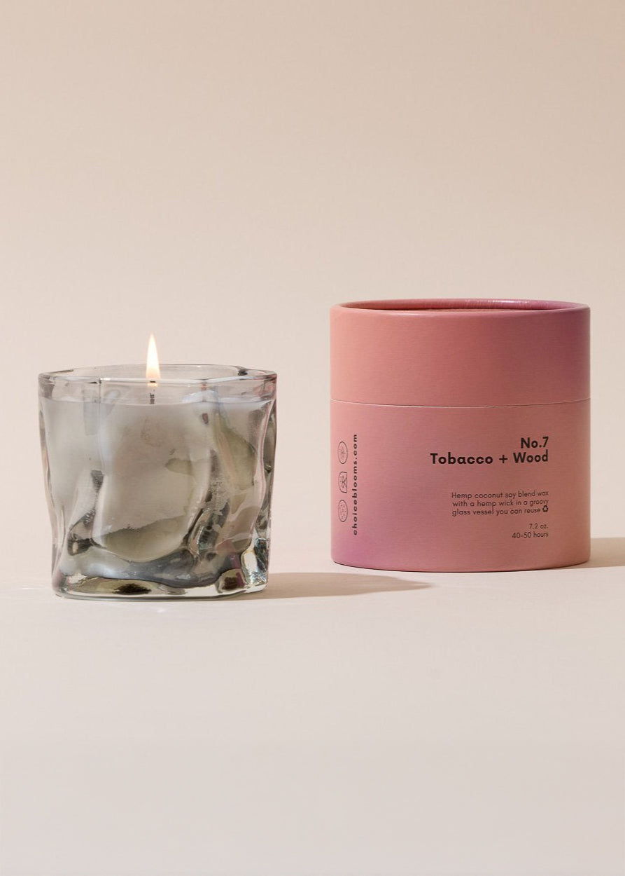 Choice Blooms - No. 7 Tobacco + Wood Candle -