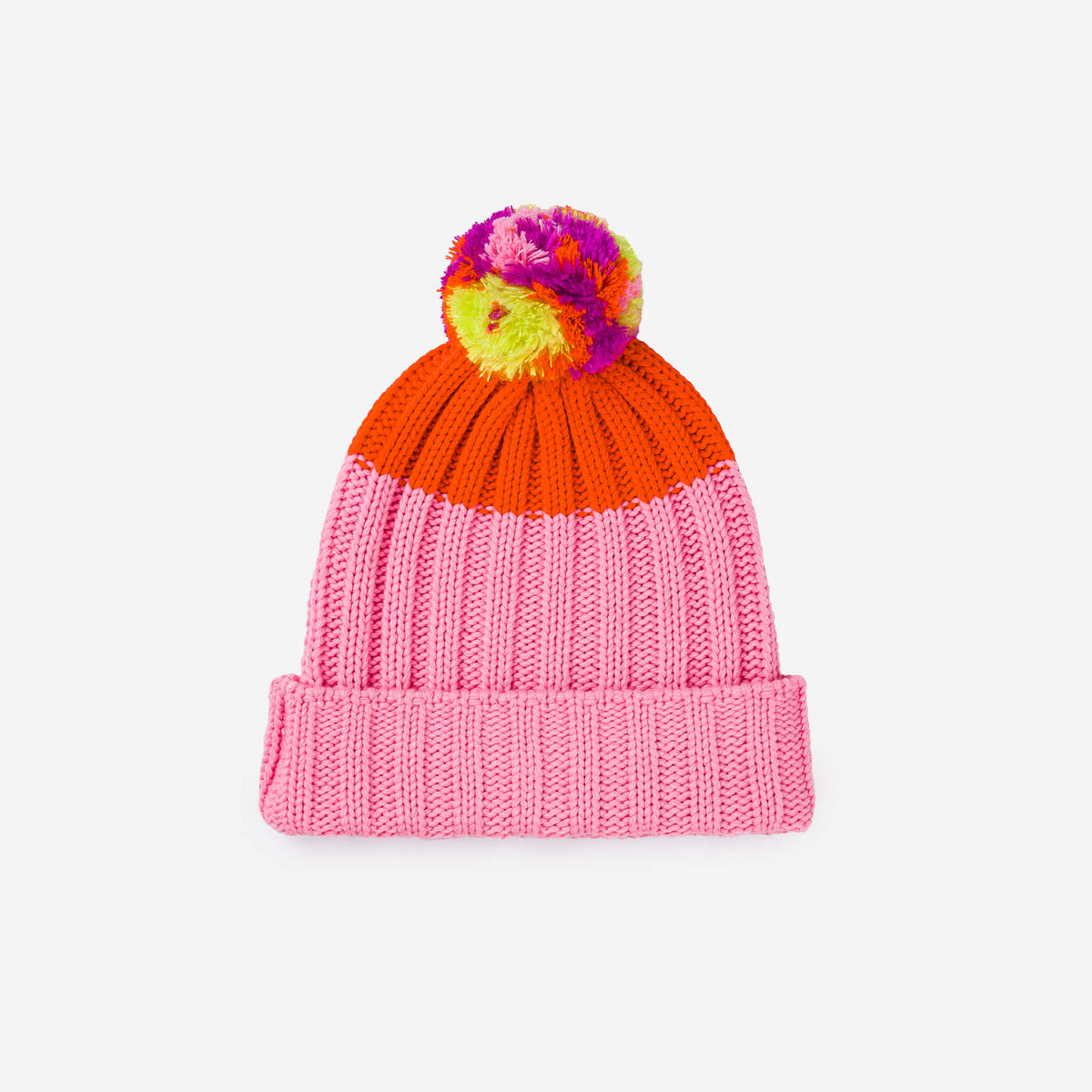 Verloop - Chunky Colorblock Knit Pom Beanie -