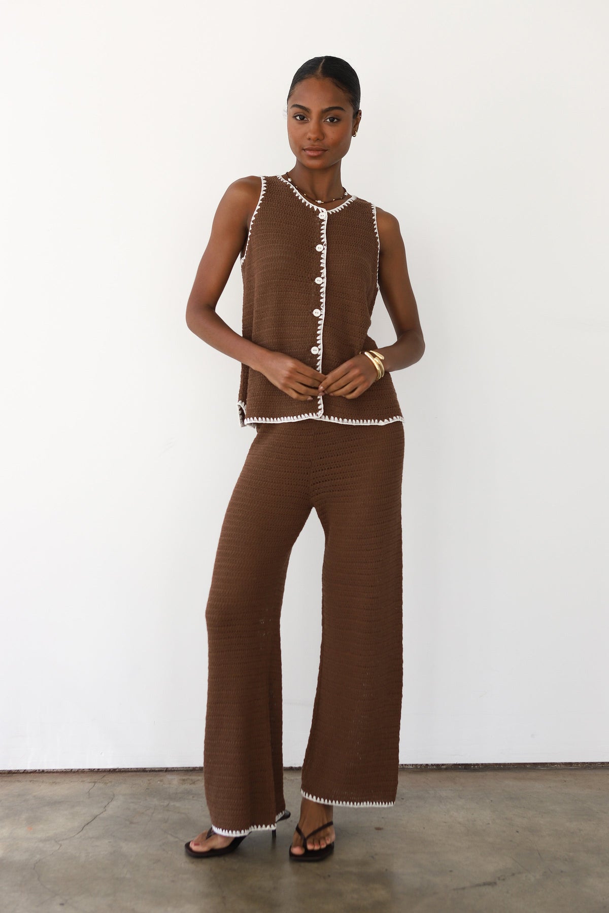 Clara Stitch Tank - Chocolate