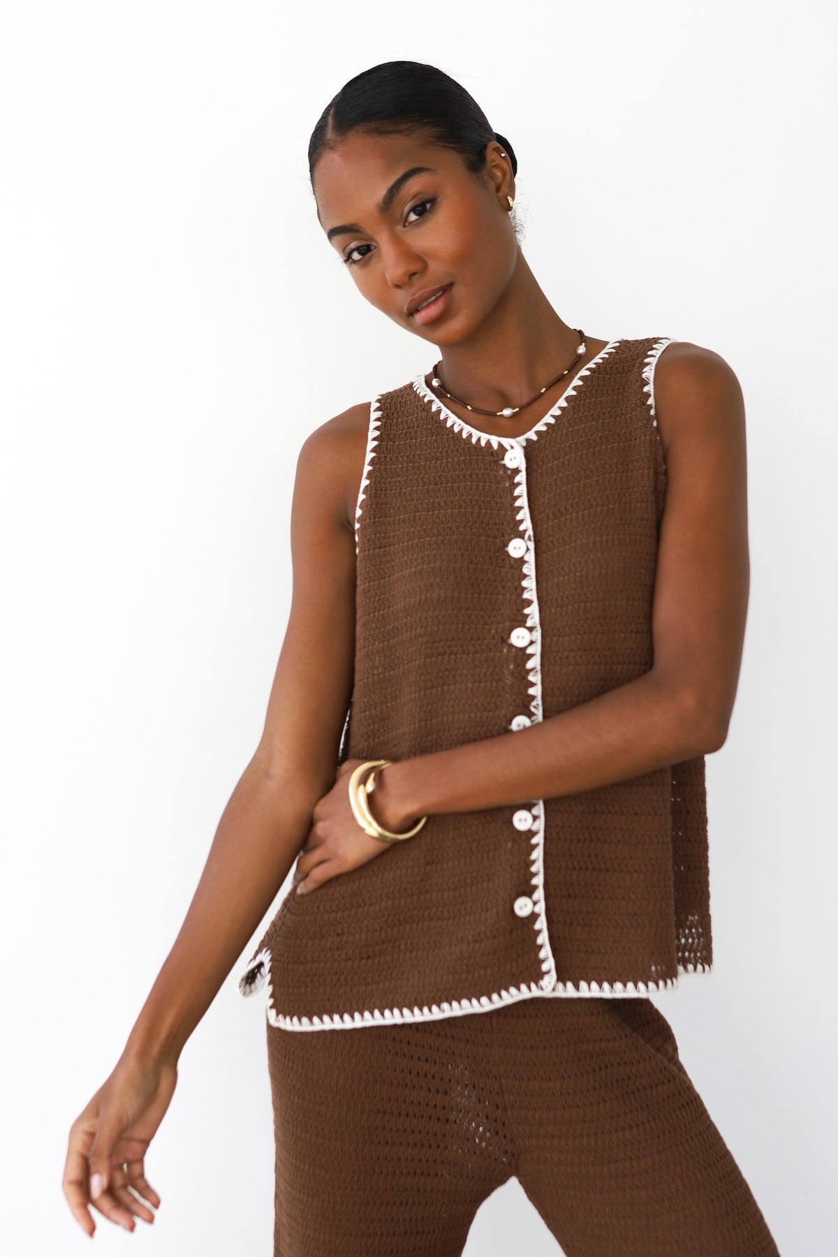 Clara Stitch Pant - Chocolate