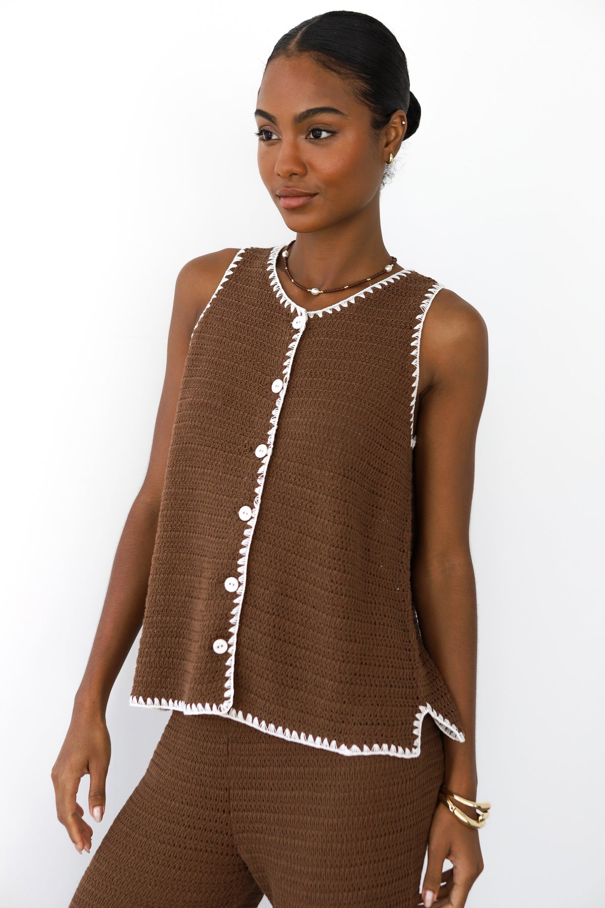 Callahan Knitwear - Clara Stitch Tank - Chocolate -