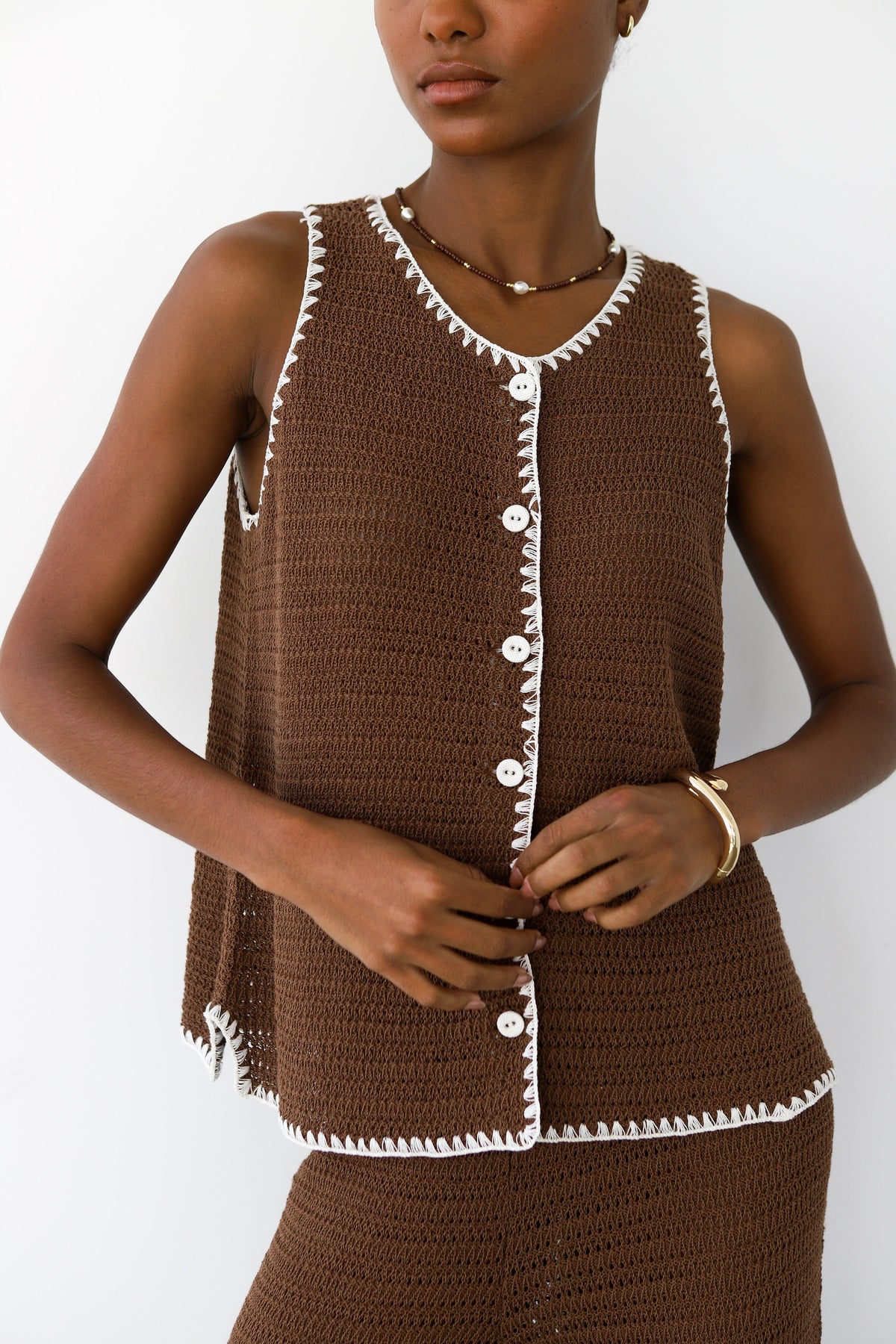 Clara Stitch Tank - Chocolate
