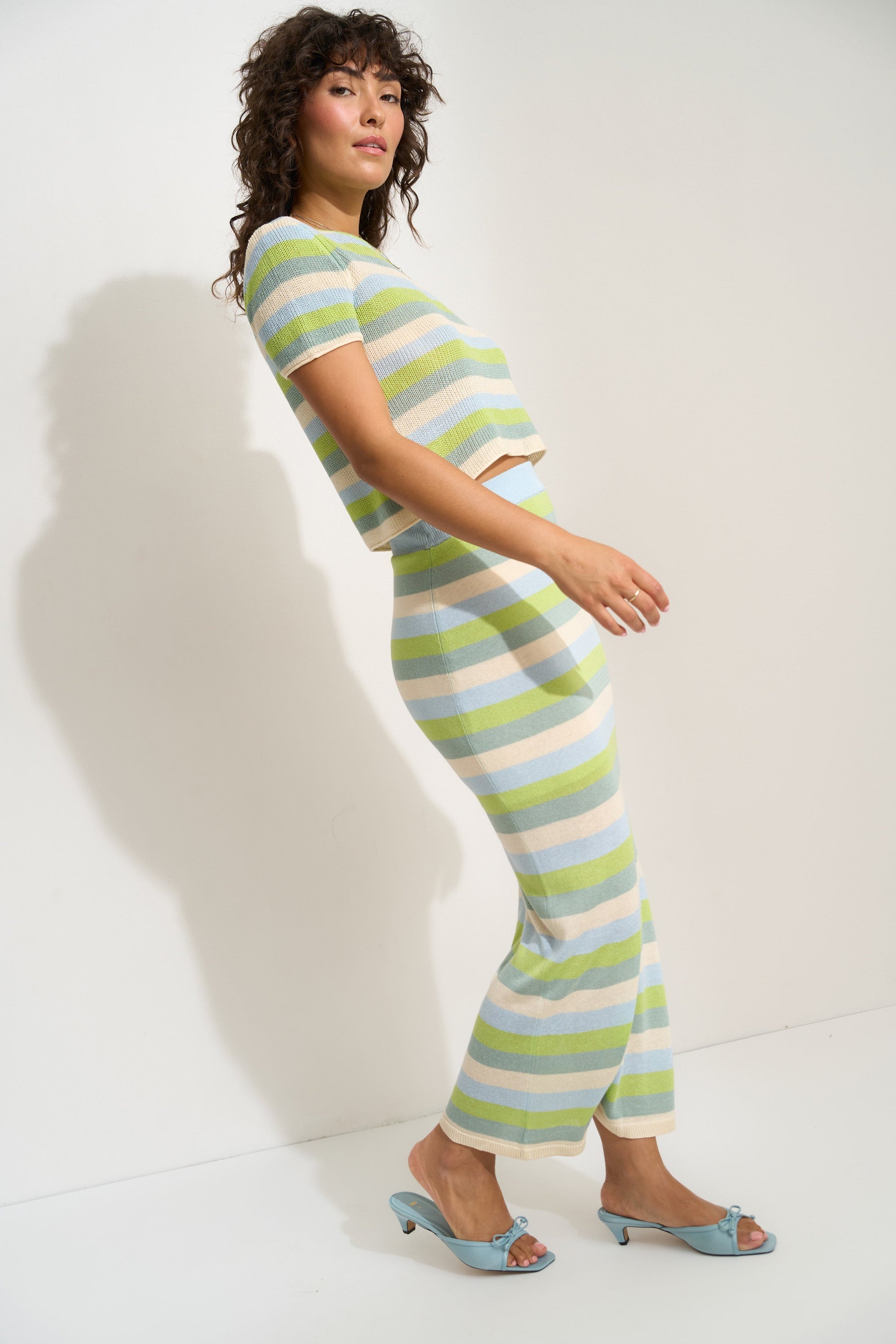 Callahan Knitwear - Clover Maxi Skirt - Kiwi Stripe -