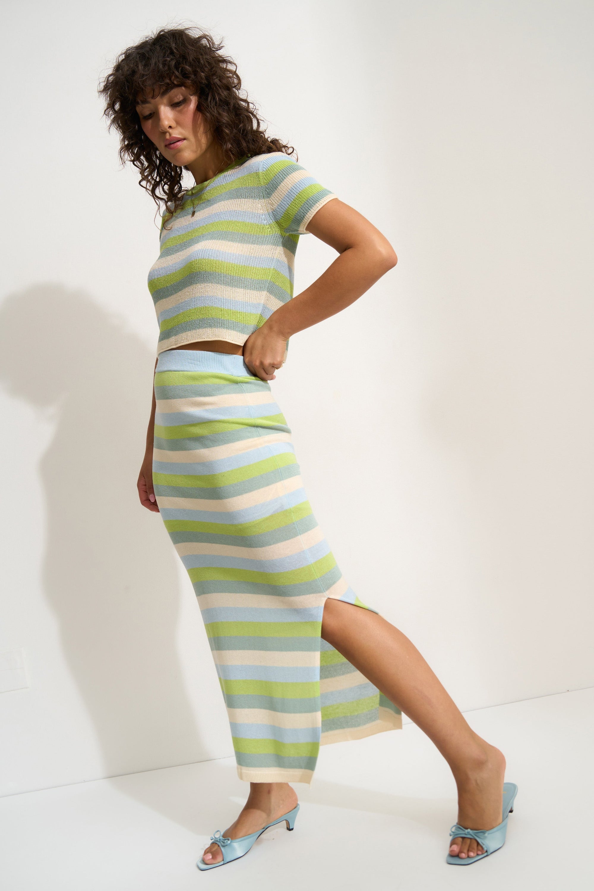 Callahan Knitwear - Clover Tee - Kiwi Stripe -