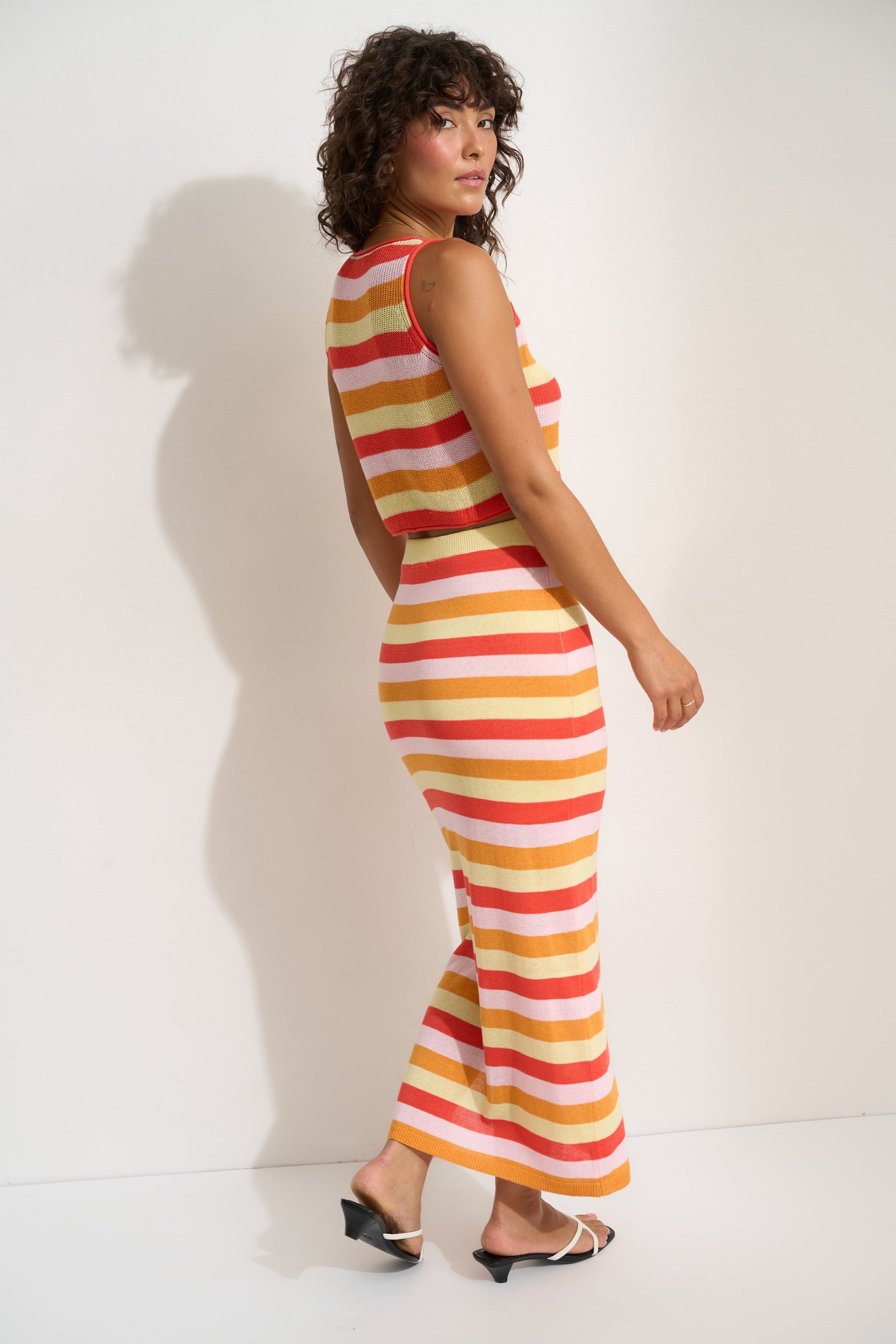 Callahan Knitwear - Clover Maxi Skirt - Rose Stripe -