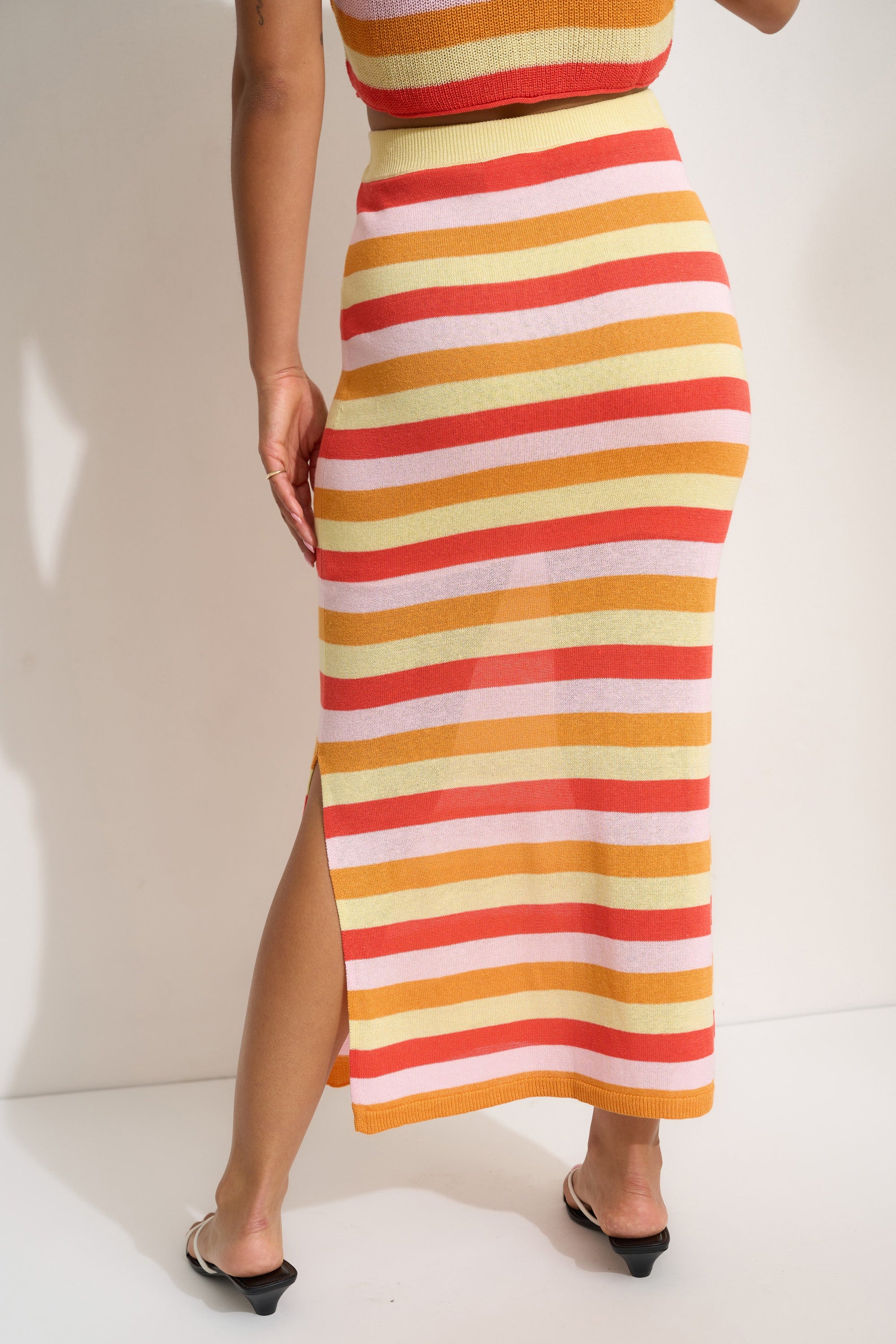 Callahan Knitwear - Clover Maxi Skirt - Rose Stripe -