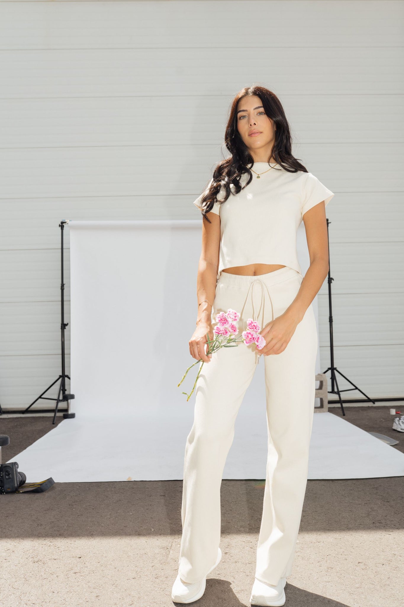 Wildflo Studio - Wide Leg Lounge Pants Cream -