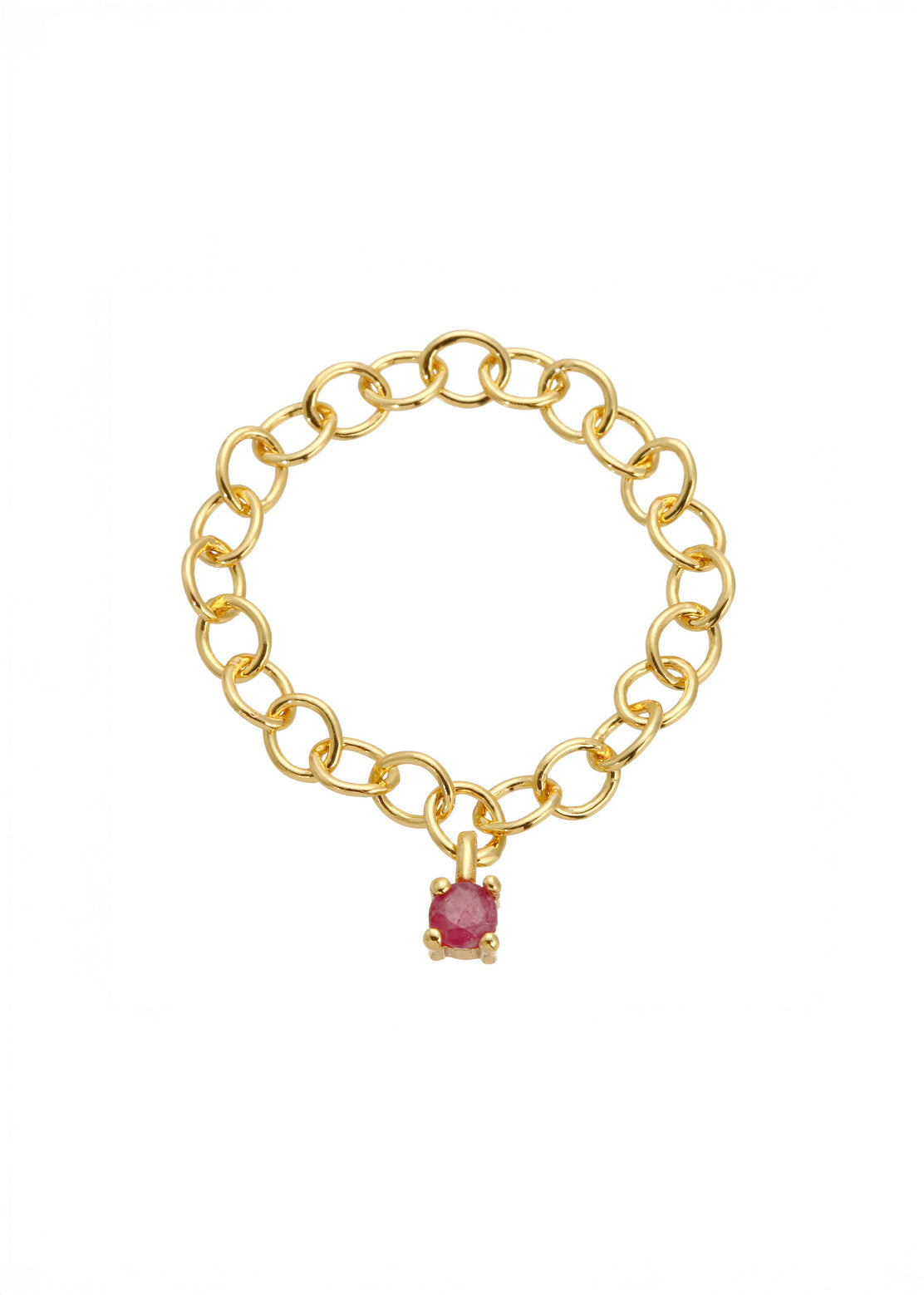 Leeada - Cadena Gem Ring - Gold Ruby -