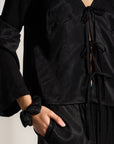Be Idle - The Tie Front Top - Black -